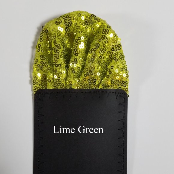 Men's Lime Green Sequin Pre-Folded Pocket Square Insert - Fan Design - Picture 7 of 7